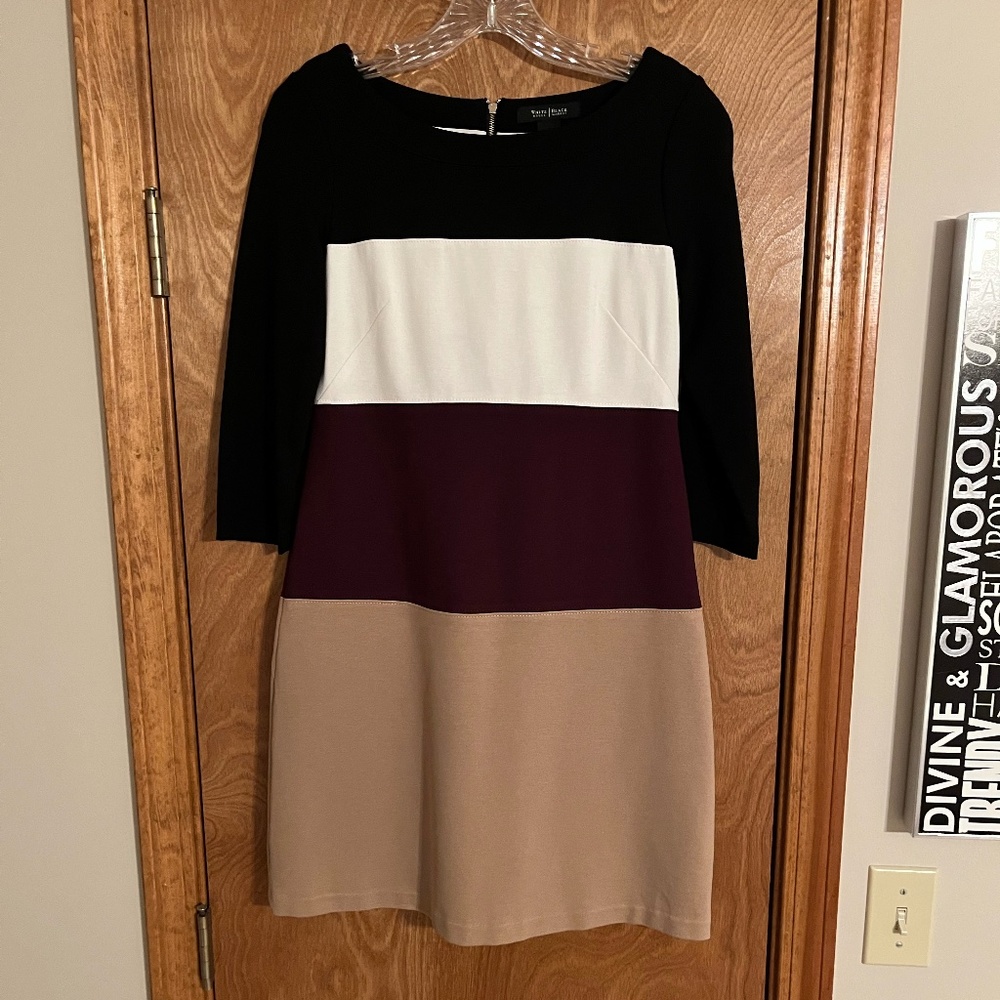 WHBM 3/4 Sleeve Colorblock Ponte Sheath Dress, size 2